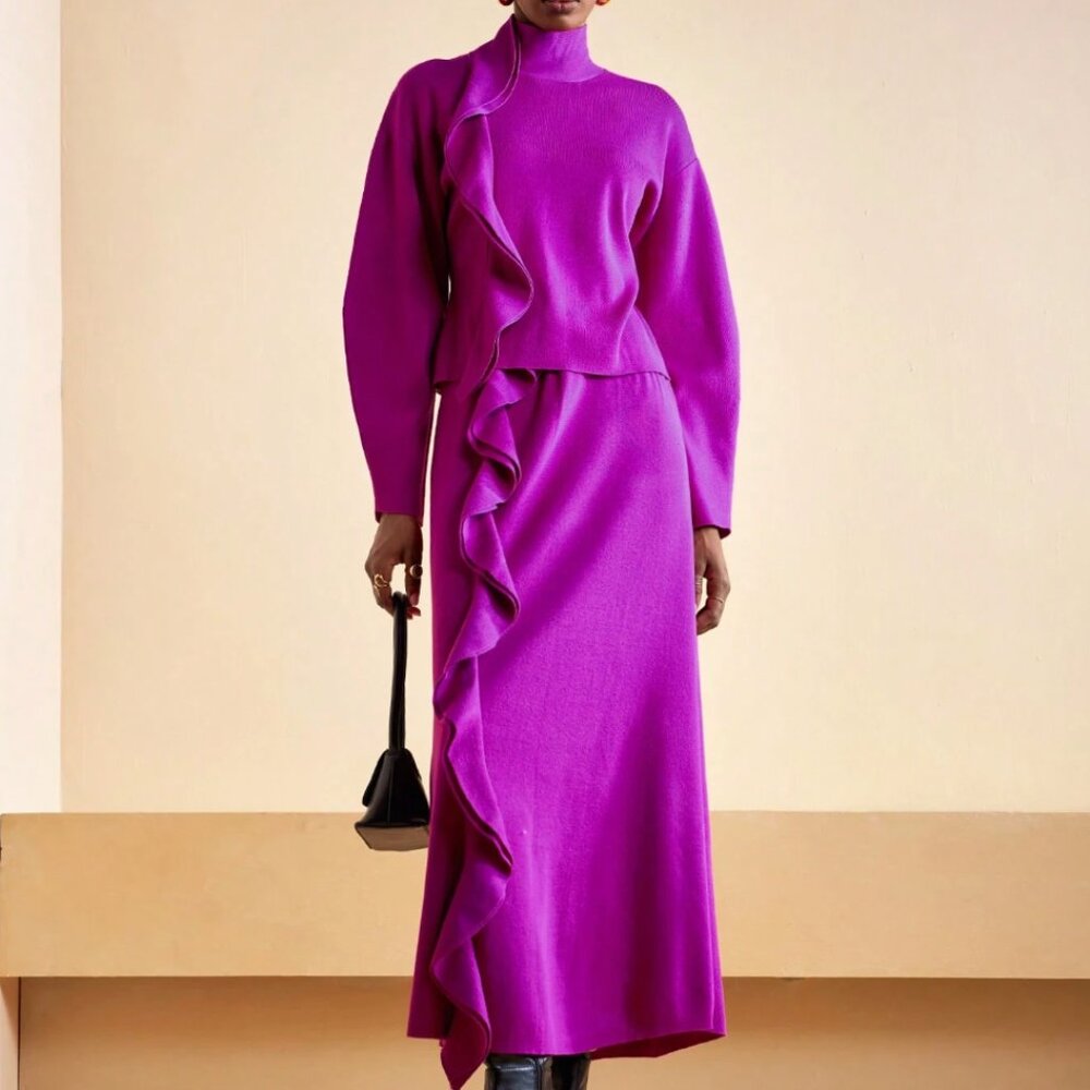 NEW W/ TAGS! Violet Ruffle Knit Sweater & Skirt Set
